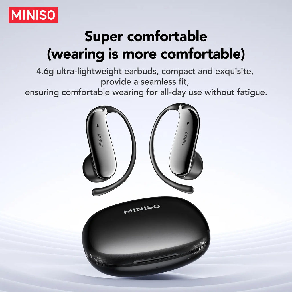 MINISO MS218 OWS - Bluetooth Earphones (6.0), IPX5 Waterproof, Comes with Charging Case, Built-In Microphone. NC Noise Cancellation, Comfortable Fit, Excellent Sound Quality. Three-Month Warranty! Suitable for Office Work, Sports, Study, and Voice Calls.