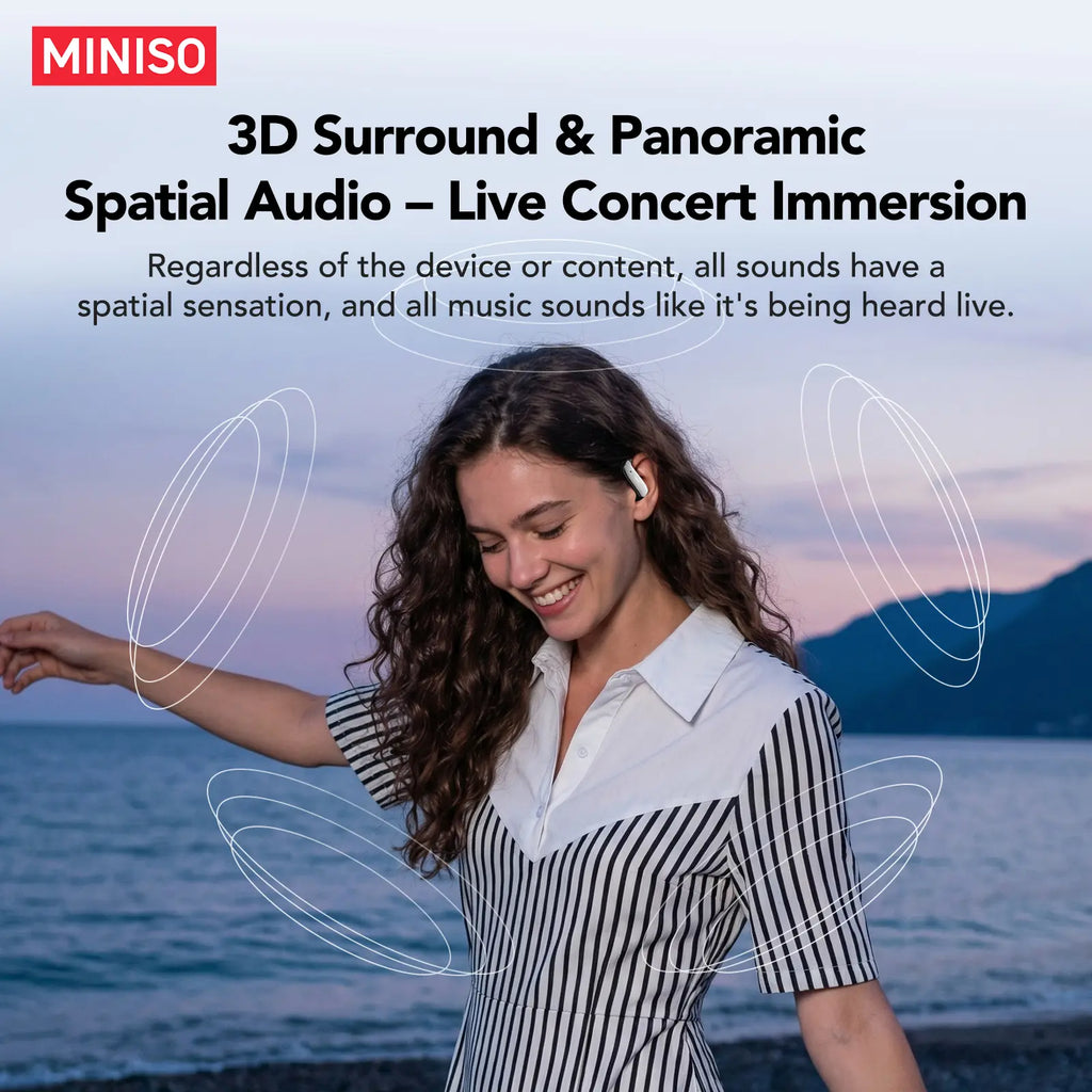 MINISO MS218 OWS - Bluetooth Earphones (6.0), IPX5 Waterproof, Comes with Charging Case, Built-In Microphone. NC Noise Cancellation, Comfortable Fit, Excellent Sound Quality. Three-Month Warranty! Suitable for Office Work, Sports, Study, and Voice Calls.