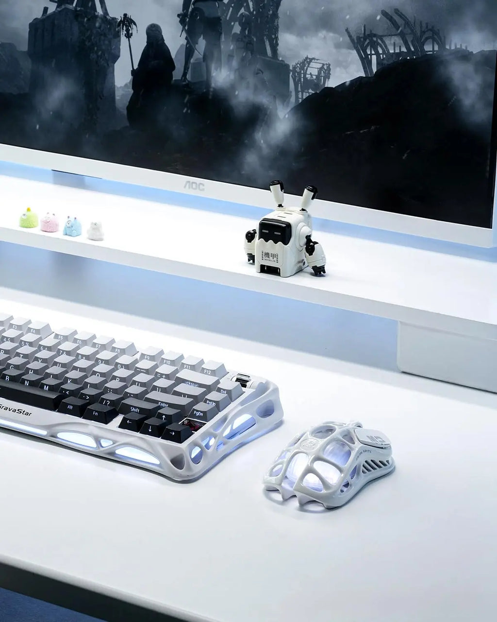 Gravastar Mercury M2 White Wireless Gaming Mouse with 26,000 DPI, PAW3395DM Sensor -79G Lightweight Hollowed-Out Design -5 Programmable Buttons -5 Dynamic Lightsync RGB (White)