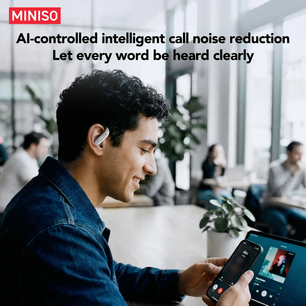 MINISO MS218 OWS - Bluetooth Earphones (6.0), IPX5 Waterproof, Comes with Charging Case, Built-In Microphone. NC Noise Cancellation, Comfortable Fit, Excellent Sound Quality. Three-Month Warranty! Suitable for Office Work, Sports, Study, and Voice Calls.